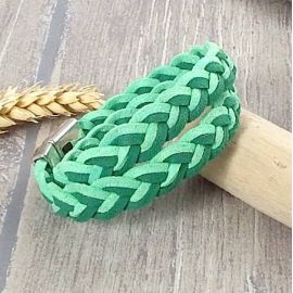 Kit bracelet tresse deux verts suedine fermoir argent