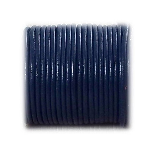 Cordon cuir rond 3mm couleur bleu foncé