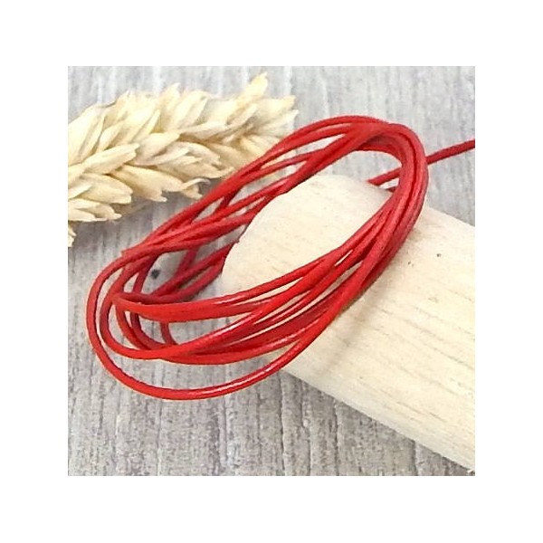 Cordon cuir rond rouge 1mm