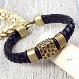 Kit bracelet cuir cancun regaliz noir et bronze