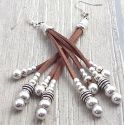 Kit boucles d oreille suedine marron boho style argent tutoriel offert