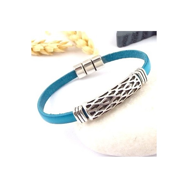 Kit bracelet cuir turquoise boho style argent
