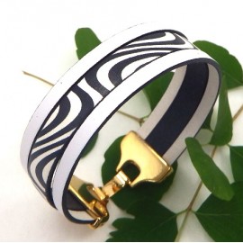 Kit tutoriel bracelet cuir blanc et noir fermoir or