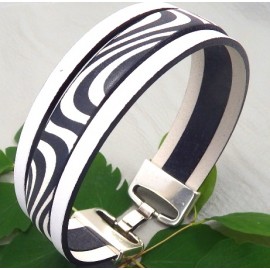 Kit tutoriel bracelet cuir blanc et noir fermoir argent