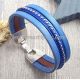 Kit bracelet cuir fondu de bleus billes argent