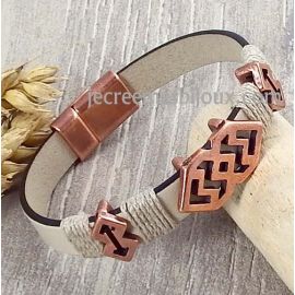 Kit bracelet cuir mastic et cuivre pour hommes