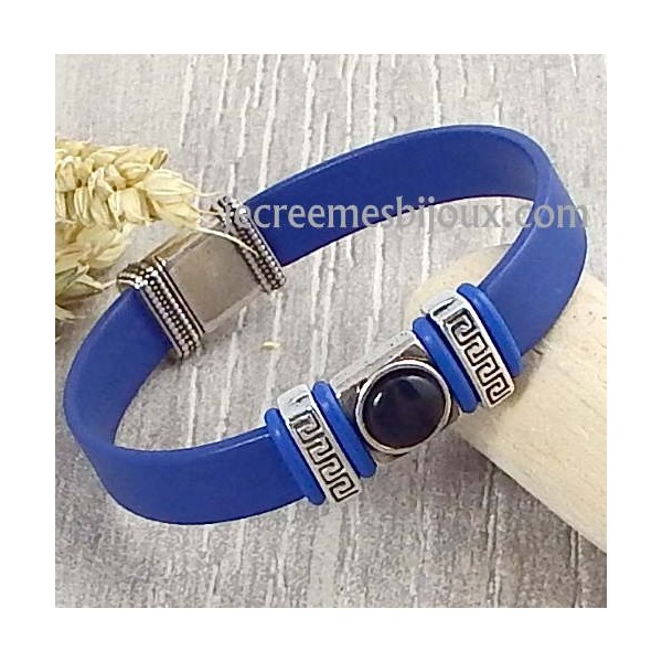 Kit  bracelet cuir couleur au choix cabochon noir