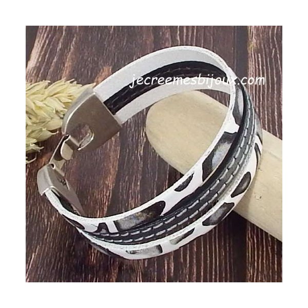 Kit bracelet cuir savane gris argent couture