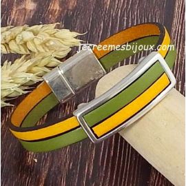 Kit bracelet cuir anis et jaune inverse design