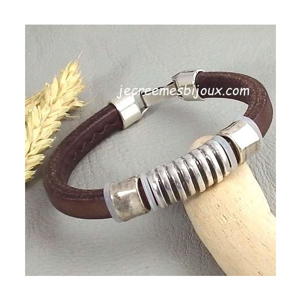 Kit tutoriel bracelet cuir regaliz micrograve avec perles rock plaque argent