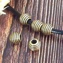 10 Perles striees metal zamak plaqué bronze pour cuir 2 a 3mm