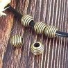 10 Perles striees metal zamak plaqué bronze pour cuir 2 a 3mm