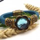 Kit tutoriel bracelet cuir regaliz turquoise
