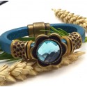 Kit tutoriel bracelet cuir regaliz turquoise