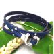 Kit tutoriel bracelet cuir bleu fermoir U plaqué argent