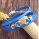 Kit bracelet cuir bleu jean crochet et fermoir argent