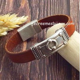 Kit bracelet cuir couleur style harnais avec argent