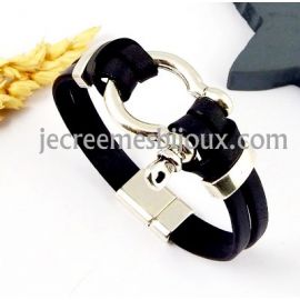 Kit tutoriel bracelet cuir noir manille argent 2962