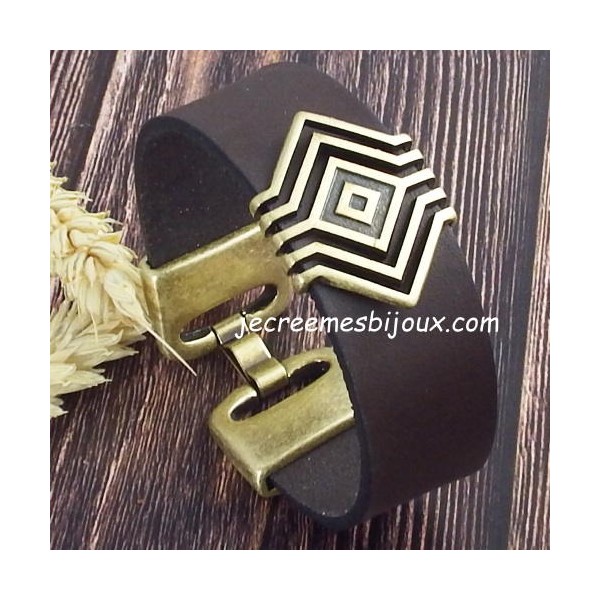 Kit tutoriel bracelet cuir couture noir passant geometrique bronze