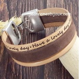 Kit tutoriel bracelet cuir daim marron lovely day