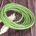 Cordon cuir rond tresse vert 3MM par 20cm