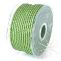 Cordon cuir rond tresse vert 3MM par 20cm