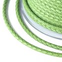 Cordon cuir rond tresse vert 3MM par 20cm