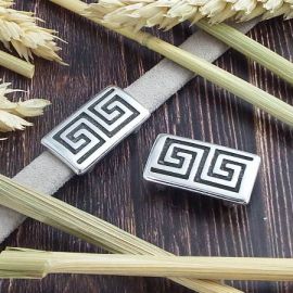 Passant rectangle spirale argent ethnique argent pour cuir plat 10mm