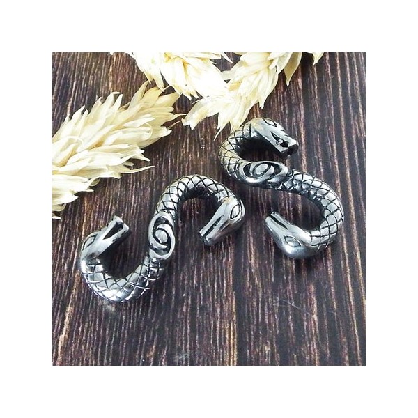 Fermoir crochet serpent acier inoxydable cuir 5mm