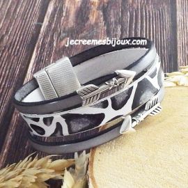 Kit tutoriel bracelet cuir savane noir gris et argent