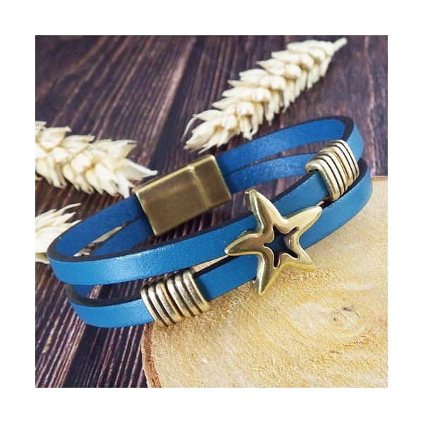 Kit bracelet cuir turquoise et bronze plage