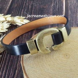 Kit tuto bracelet cuir vernis noir et bronze top design
