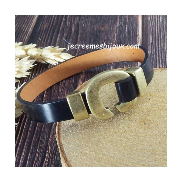 Kit tuto bracelet cuir vernis noir et bronze top design