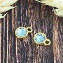 Pendentif rond dore cabochon cristal swarovski 7mm