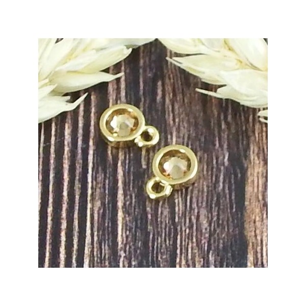 Pendentif rond dore cabochon cristal swarovski 7mm