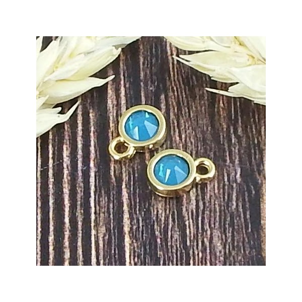 Pendentif rond dore cabochon cristal swarovski 7mm