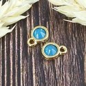 Pendentif rond dore cabochon cristal swarovski 7mm