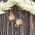 Pendentif rond dore cabochon cristal swarovski 7mm