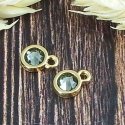 Pendentif rond dore cabochon cristal swarovski 7mm