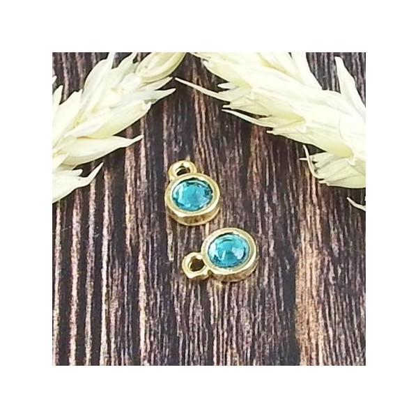 Pendentif rond dore cabochon cristal swarovski 7mm