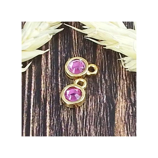 Pendentif rond dore cabochon cristal swarovski 7mm
