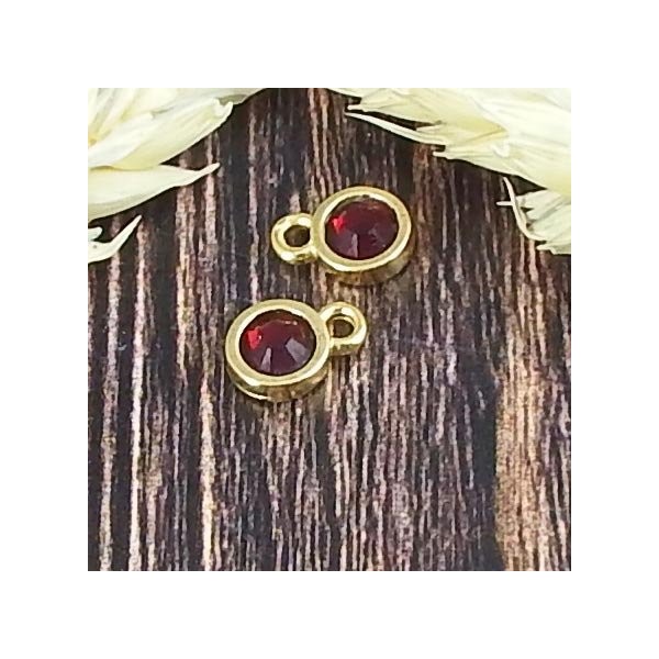 Pendentif rond dore cabochon cristal swarovski 7mm