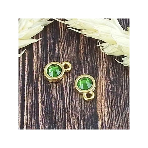 Pendentif rond dore cabochon cristal swarovski 7mm