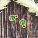 Pendentif rond dore cabochon cristal swarovski 7mm