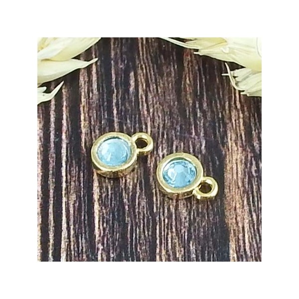 Pendentif rond dore cabochon cristal swarovski 7mm