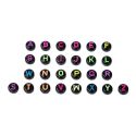 260 perles rondes plates noires alphabet couleurs 9mm