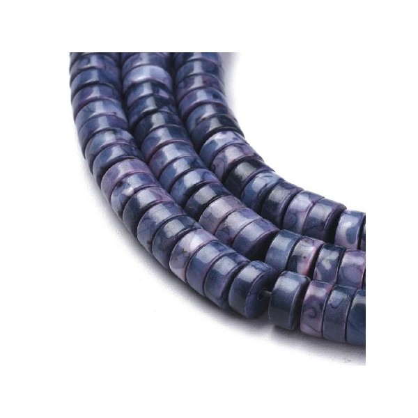 135 perles rondelles de minerai naturel bleu et gris 6x3mm