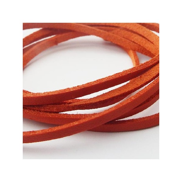 Cordon suédine effet cuir lisse orange 3mm