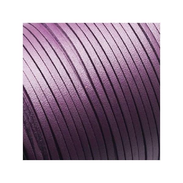 Cordon suédine effet cuir lisse violet 3mm