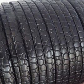Cuir plat 5mm gravé croco noir